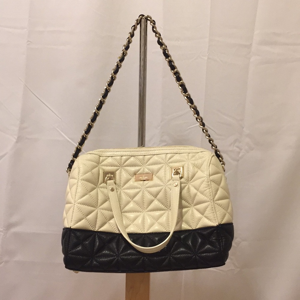 Kate Spade Cream & Black Quilted Color Block Bag